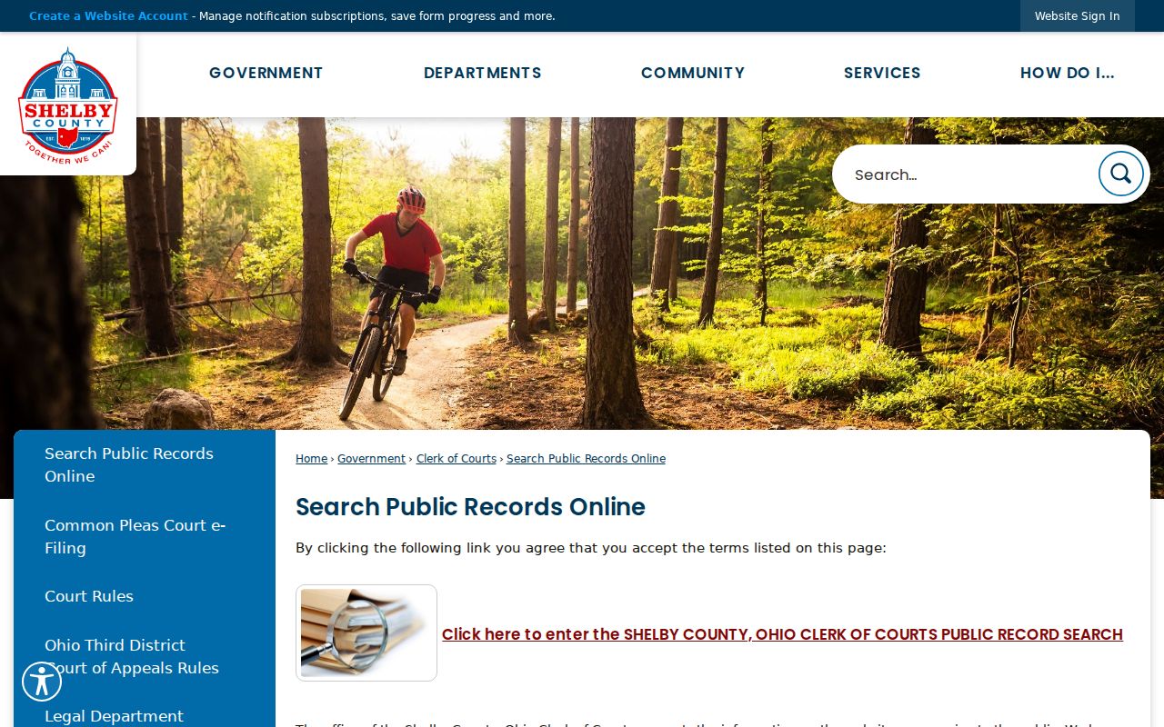 Shelby County case search instructions from the Clerk of Courts