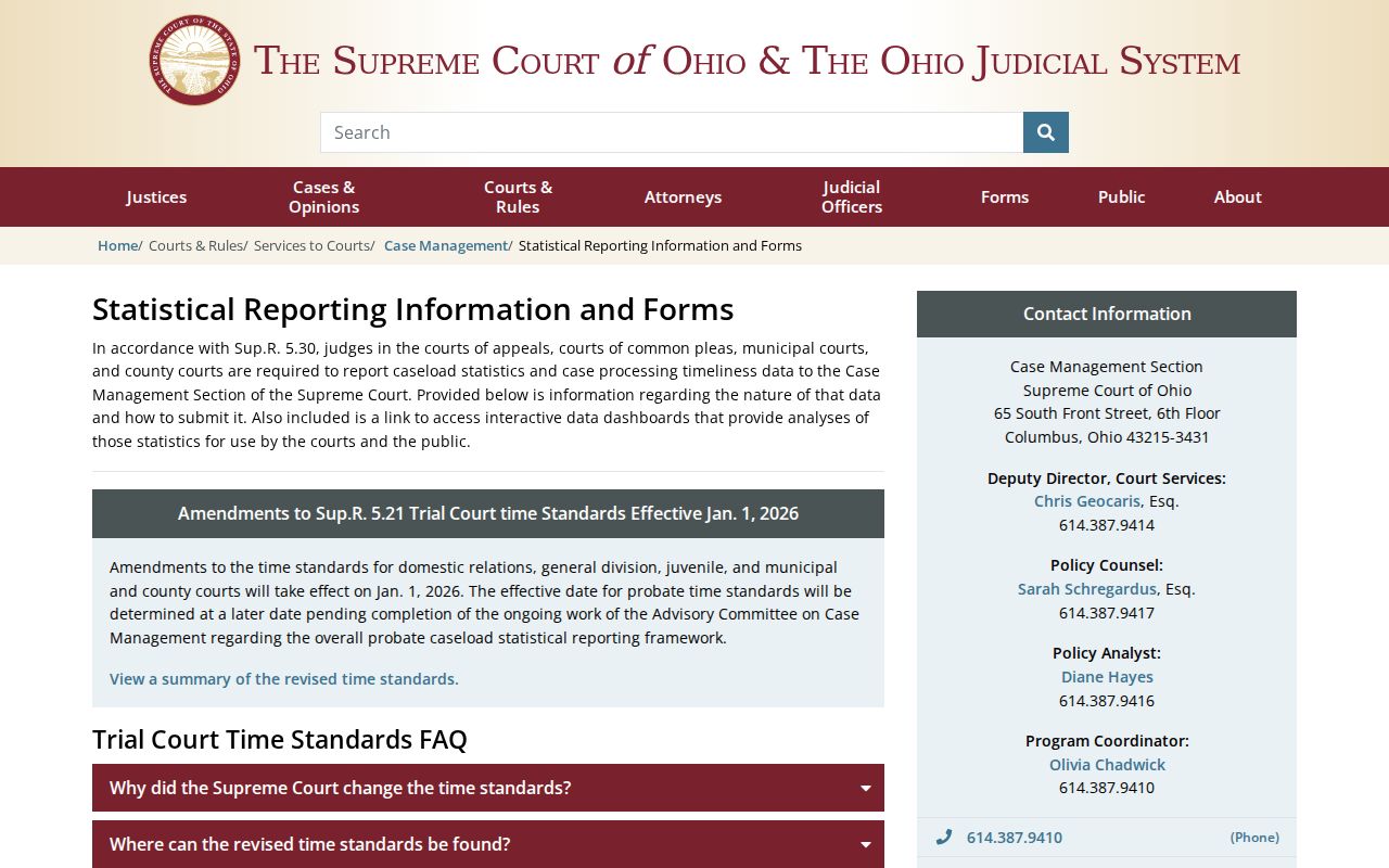 Shelby County court calendar context from Ohio court reporting information