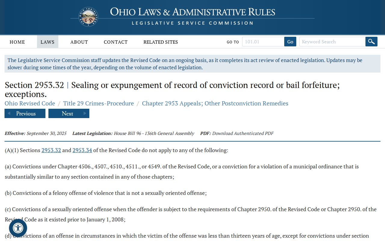 Shelby County criminal dockets Ohio adult record sealing statute