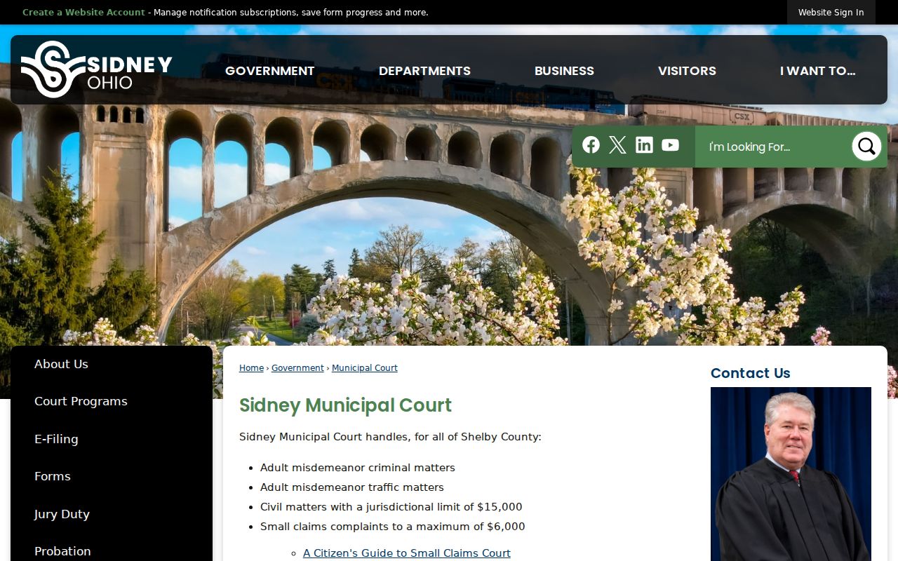 Sidney court docket Municipal Court official court information source